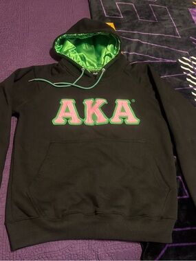 AKA Black Hoodie with Pink & Green Lettering